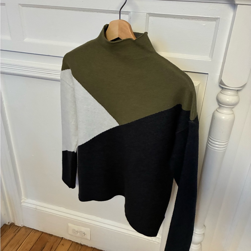 Colorblock Sweater - Olive, Black, and Gray